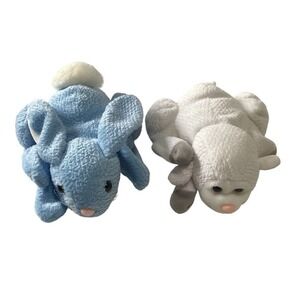 Plush Creations Bunny and Lamb Hand Puppet Set Blue White Easter Animals 2pc